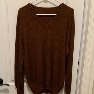 Elegant V-Neck Sweater for Men in Rich Brown